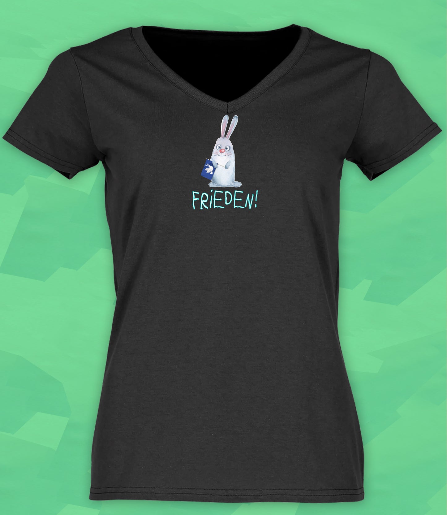 T-Shirt Ladies - Friedenshase (v-neck)
