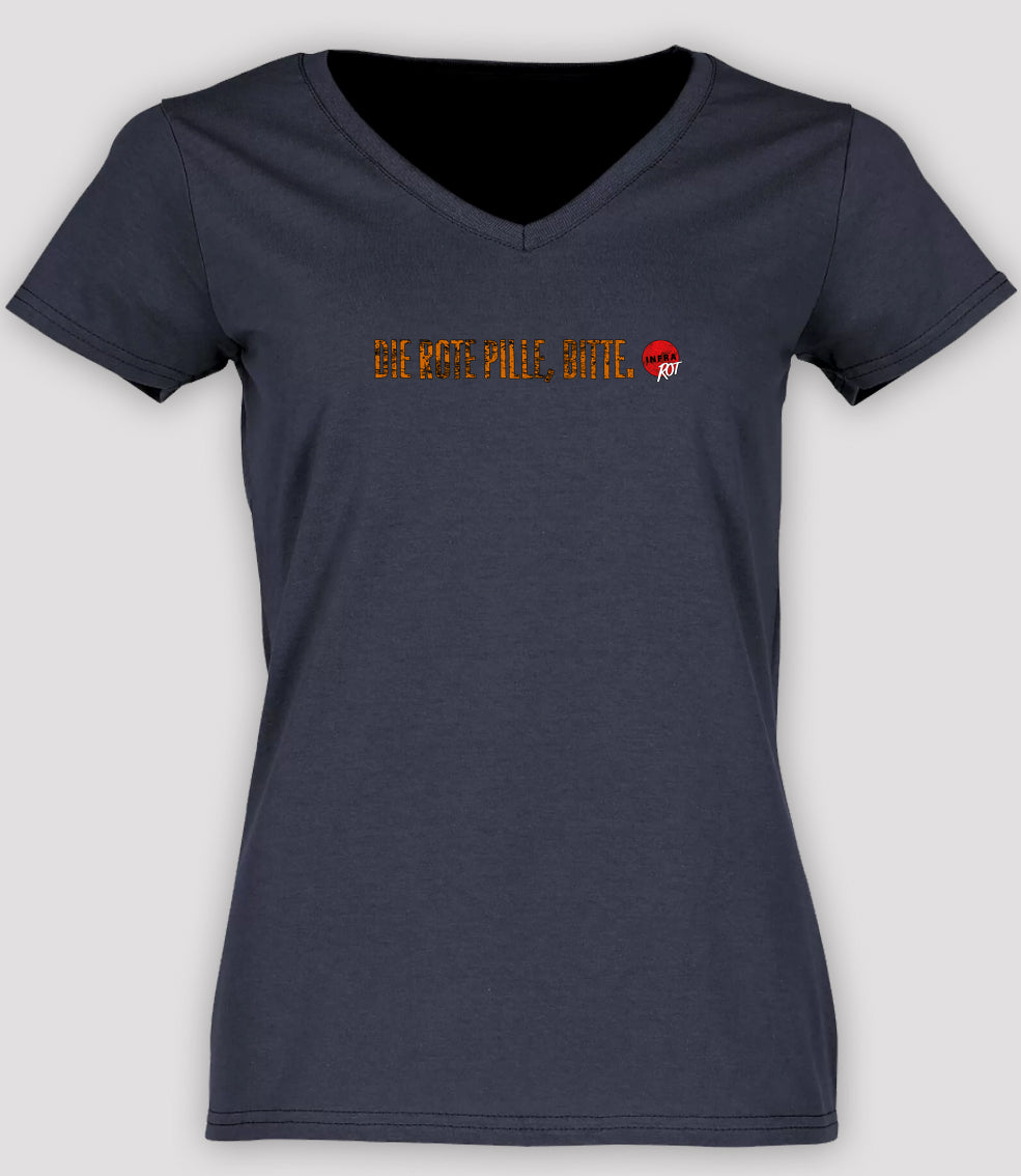 T-Shirt - Rote Pille V-Frau