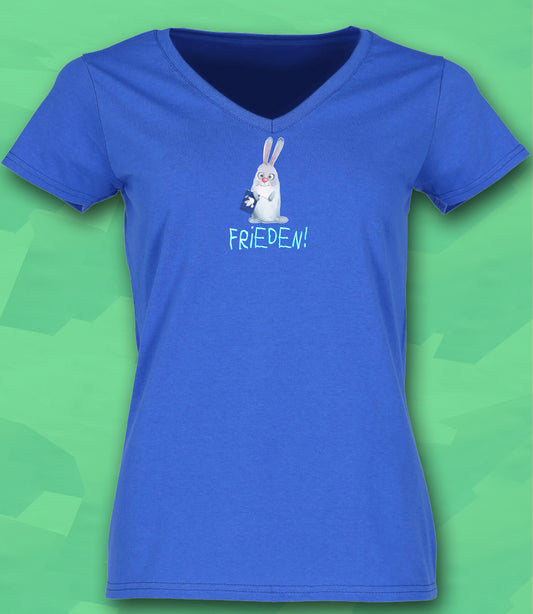 T-Shirt Ladies - Friedenshase (v-neck)