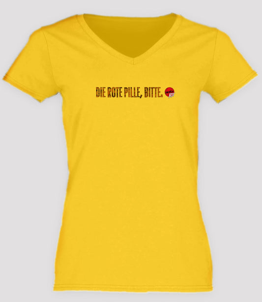 T-Shirt - Rote Pille V-Frau