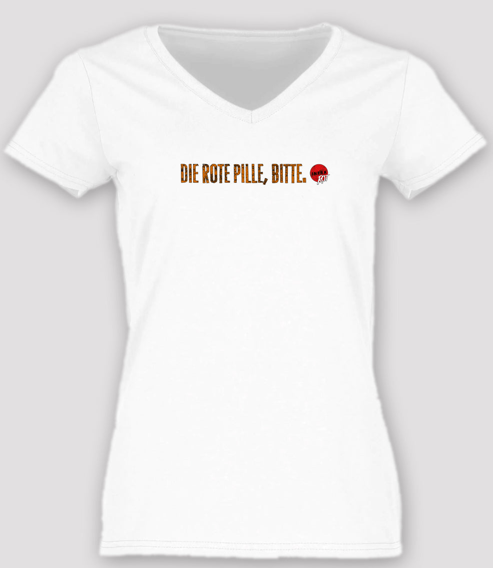 T-Shirt - Rote Pille V-Frau